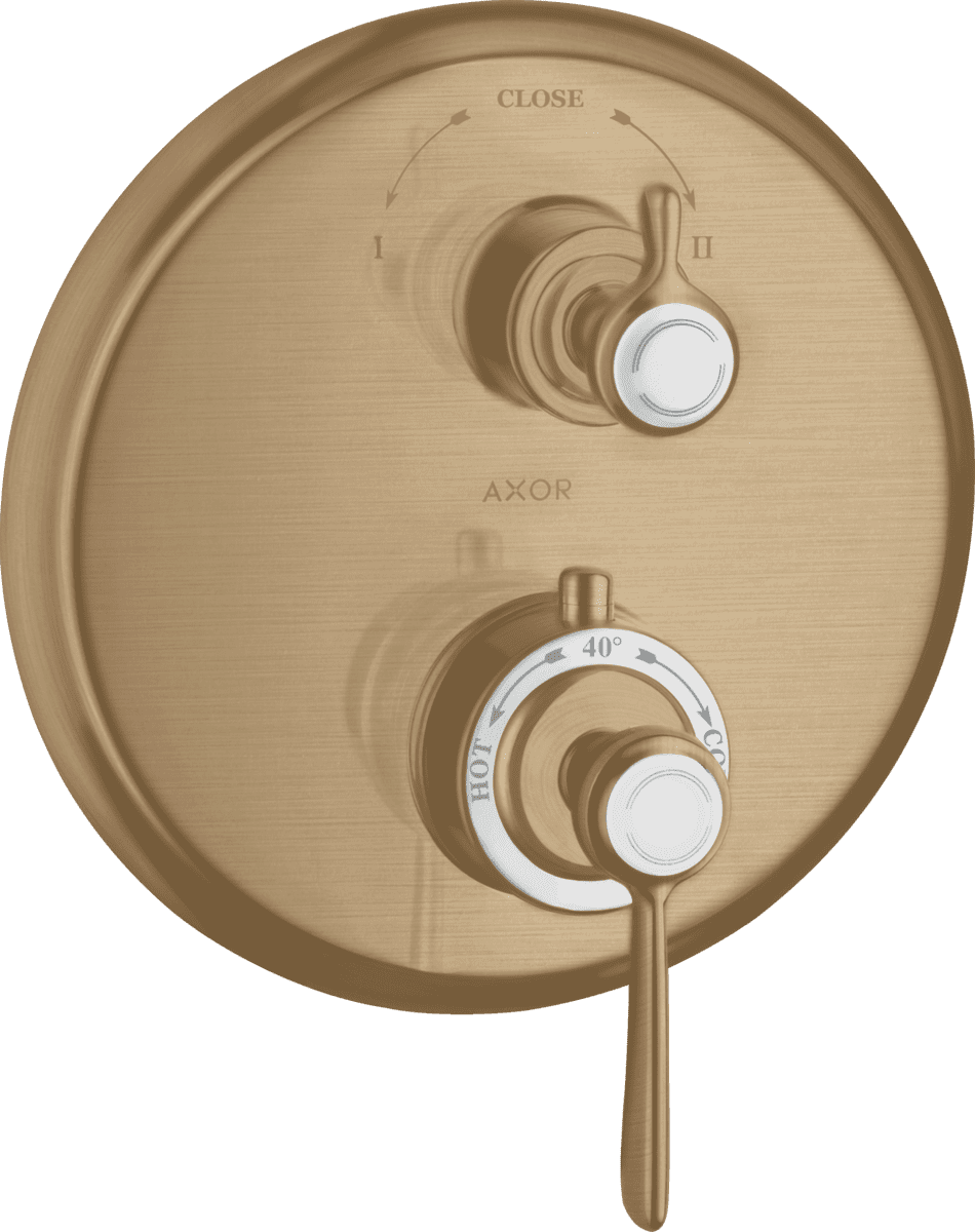 Picture of HANSGROHE AXOR Montreux Thermostat for concealed installation with lever landle and shut-off/ diverter valve #16821140 - Brushed Bronze