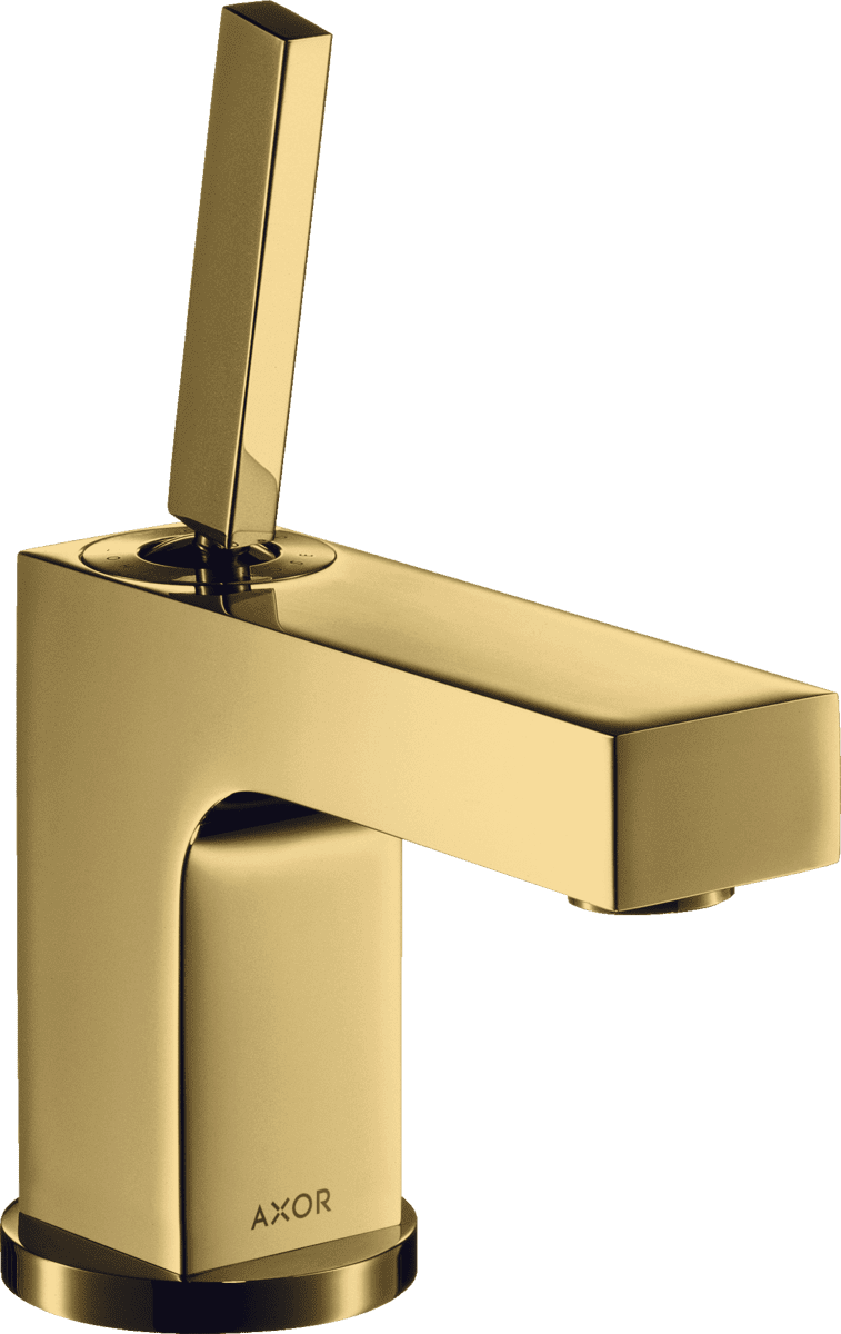 HANSGROHE AXOR Citterio Einhebel-Waschtischmischer 80 mit Pingriff für Handwaschbecken mit Zugstangen-Ablaufgarnitur #39015990 - Polished Gold Optic