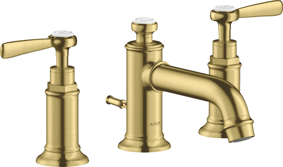 Зображення з  HANSGROHE AXOR Montreux 3-hole basin mixer 30 with lever handles and pop-up waste set #16535950 - Brushed Brass