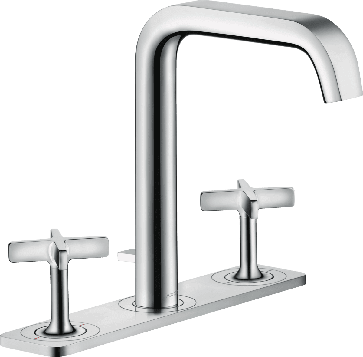 Зображення з  HANSGROHE AXOR Citterio E 3-hole basin mixer 170 with plate and pop-up waste set #36116800 - Stainless Steel Optic