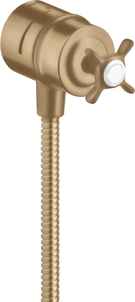 εικόνα του HANSGROHE AXOR Montreux Wall outlet stop with non return valve, shut-off valve and cross handle #16882140 - Brushed Bronze