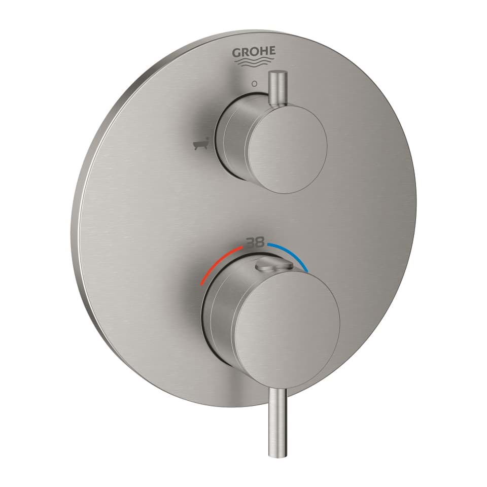 GROHE Atrio Çift yönlü ankastre termostatik banyo bataryası paslanmaz çelik #24138DC3 resmi
