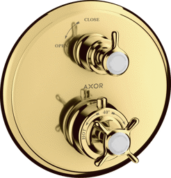 Bild von HANSGROHE AXOR Montreux Thermostat for concealed installation with cross handle and shut-off valve Polished Gold Optic 16800990