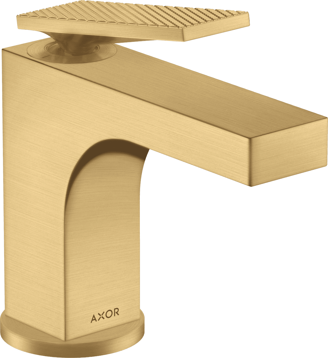 HANSGROHE AXOR Citterio Tek kollu lavabo bataryası 90, çubuk volan ile kumandalı-rhombic kesim #39001250 - Mat Altın Optik resmi