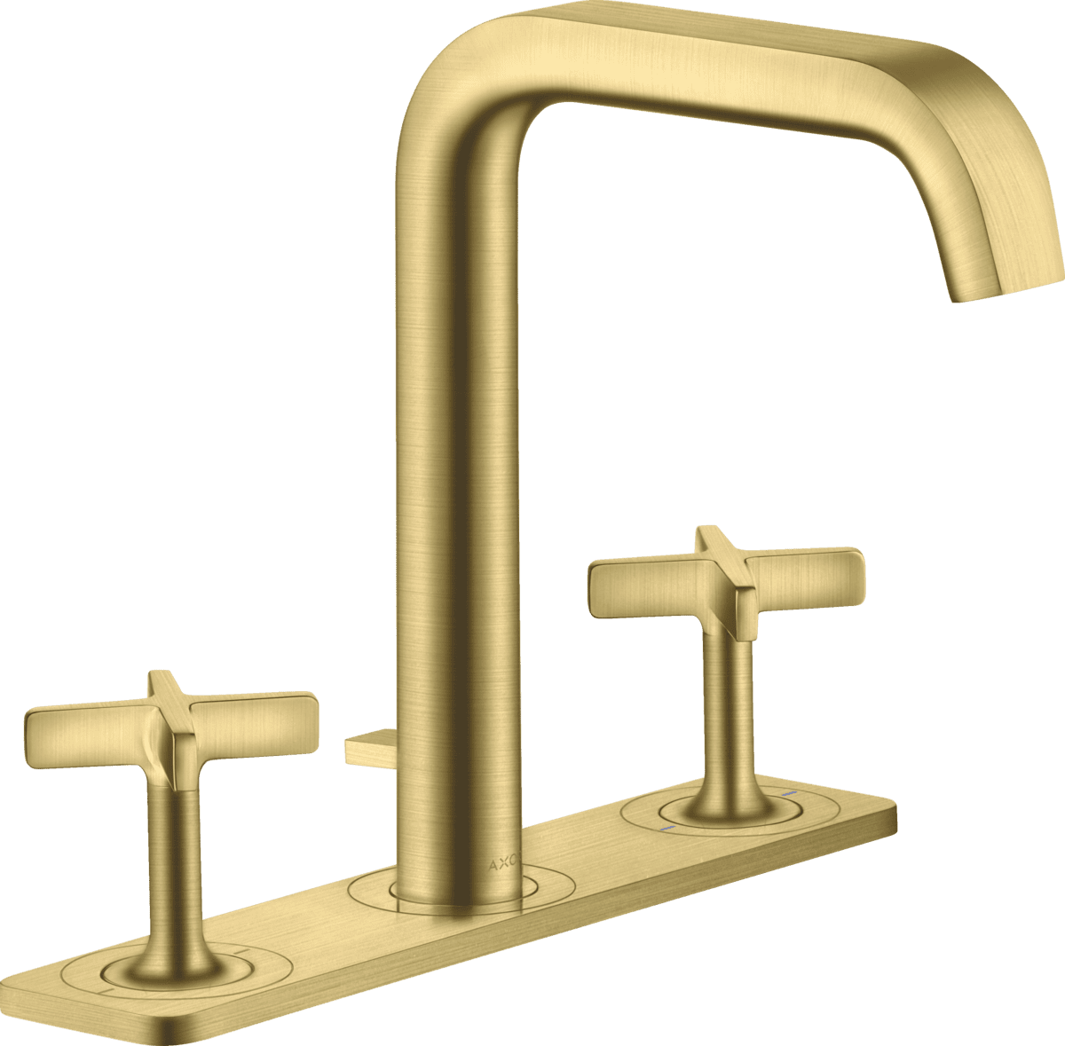 Зображення з  HANSGROHE AXOR Citterio E 3-hole basin mixer 170 with plate and pop-up waste set #36116950 - Brushed Brass