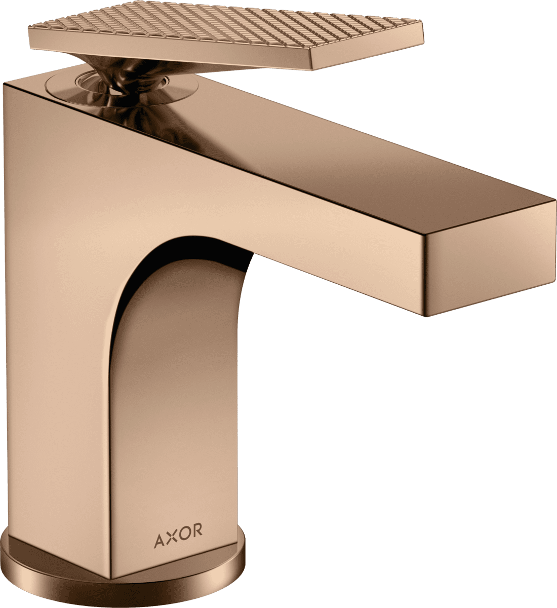 Picture of HANSGROHE AXOR Citterio Single lever basin mixer 90 with lever handle for hand wash basins with pop-up waste set - rhombic cut #39001300 - Polished Red Gold
