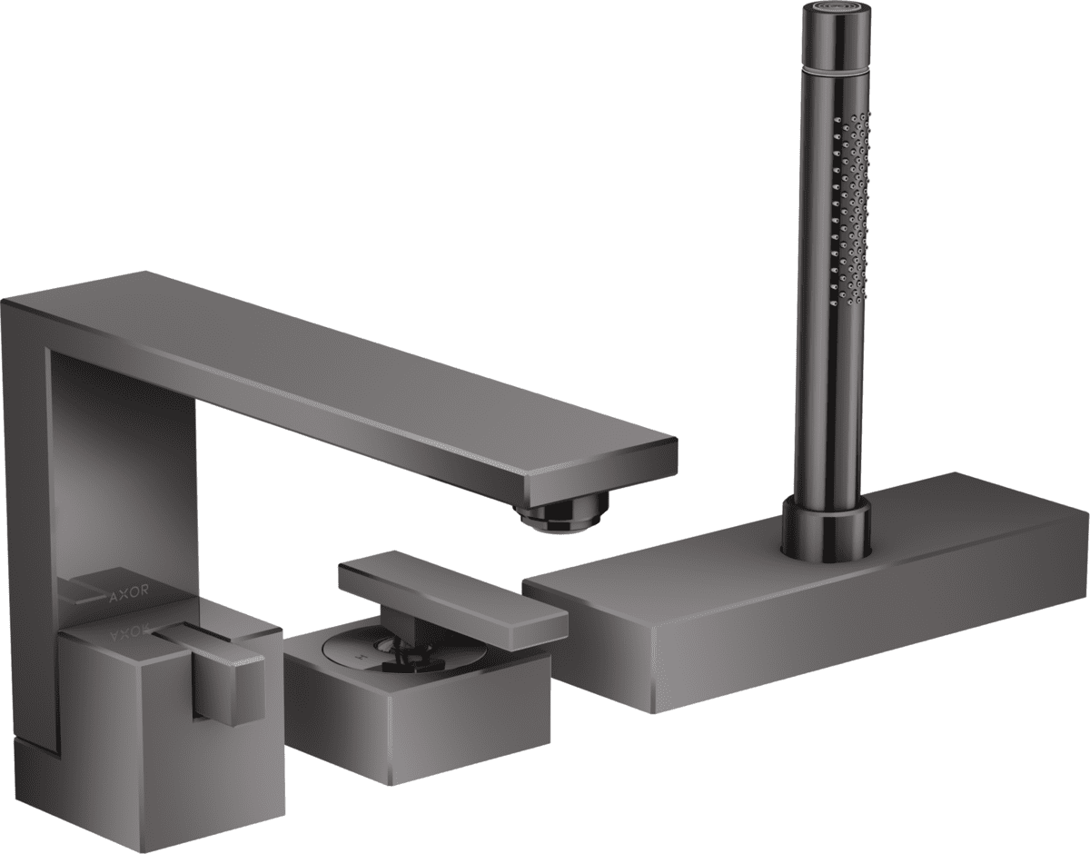 HANSGROHE AXOR Edge 3-Loch Einhebel-Wannenrandmischer #46430330 - Polished Black Chrome