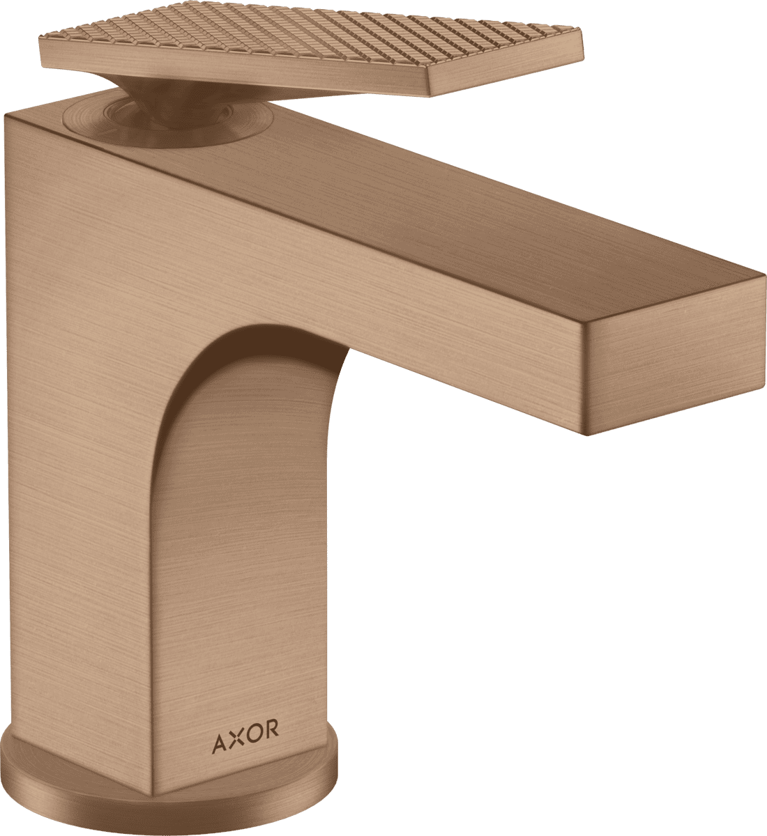 HANSGROHE AXOR Citterio Einhebel-Waschtischmischer 90 mit Hebelgriff für Handwaschbecken mit Zugstangen-Ablaufgarnitur - Rautenschliff #39001310 - Brushed Red Gold