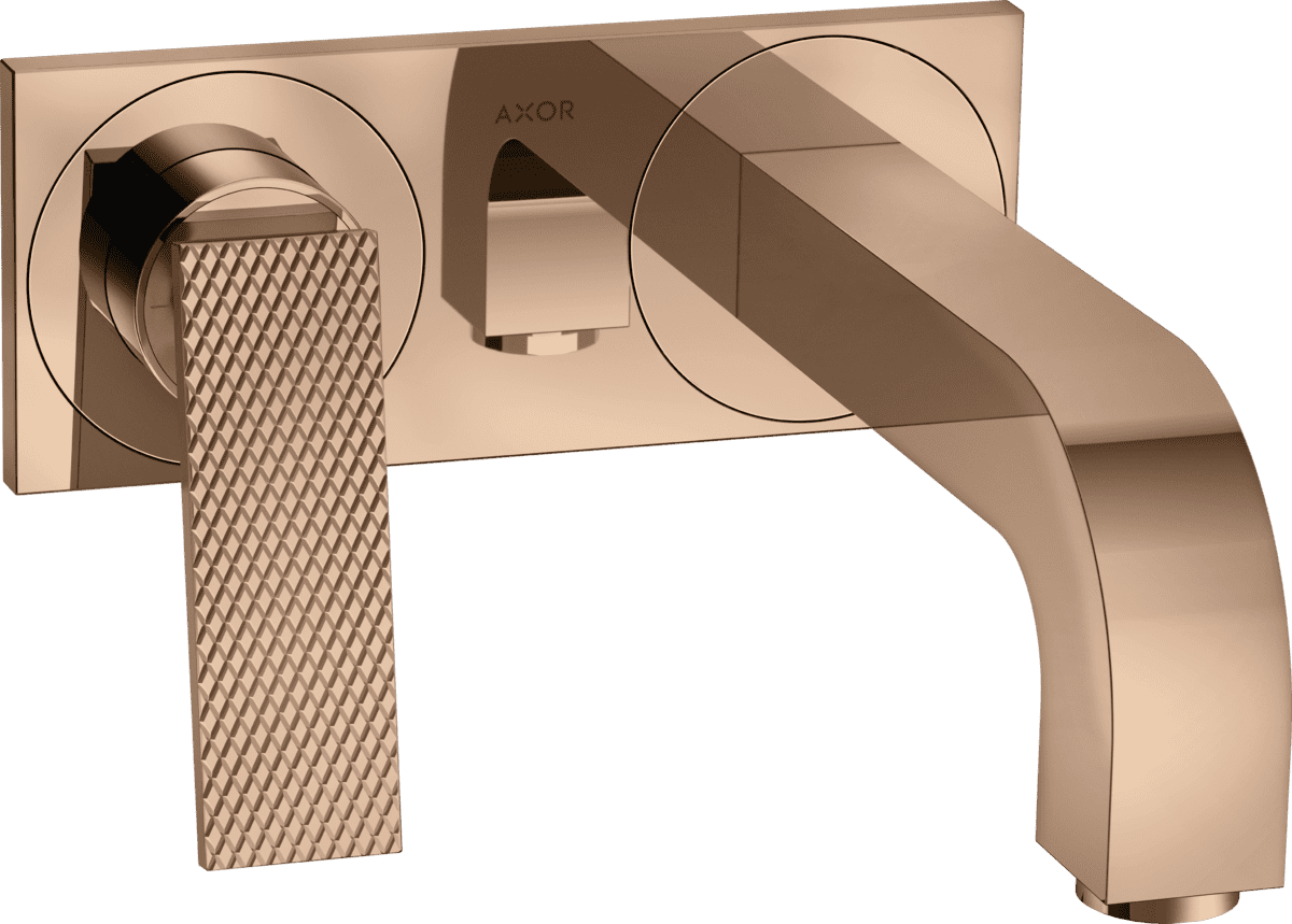 εικόνα του HANSGROHE AXOR Citterio Single lever basin mixer for concealed installation wall-mounted with lever handle, spout 220 mm and plate - rhombic cut #39171300 - Polished Red Gold