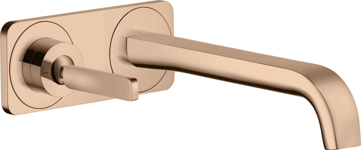 εικόνα του HANSGROHE AXOR Citterio E Single lever basin mixer for concealed installation wall-mounted with pin handle, spout 221 mm and plate #36114300 - Polished Red Gold