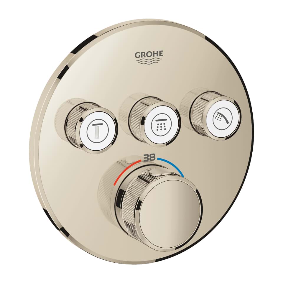 Bild von GROHE Grohtherm SmartControl Unterputz-Thermostat mit 3 Absperrventilen #29121BE0 - nickel poliert