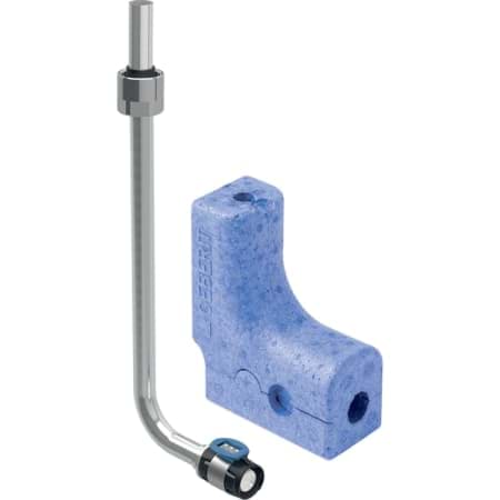 εικόνα του GEBERIT FlowFit metal pipe connector bend 90° with adaptor with union nut for Euro cone #619.410.22.1