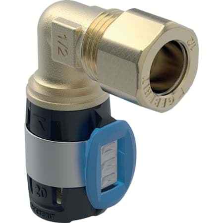 GEBERIT FlowFit elbow adaptor 90° with clamping ring union #620.700.00.1 resmi