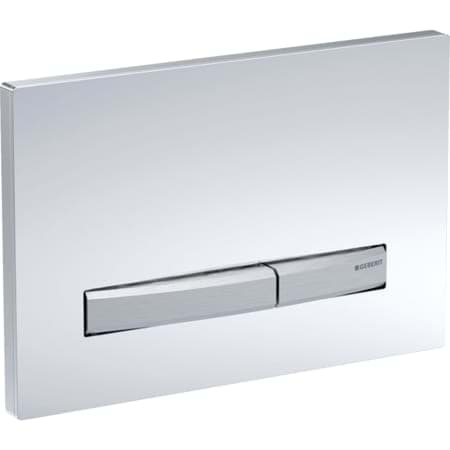 Picture of GEBERIT Sigma50 flush plate for dual flush, metal colour chrome-plated Base plate and buttons: chrome-plated Cover plate: black #115.788.DW.2