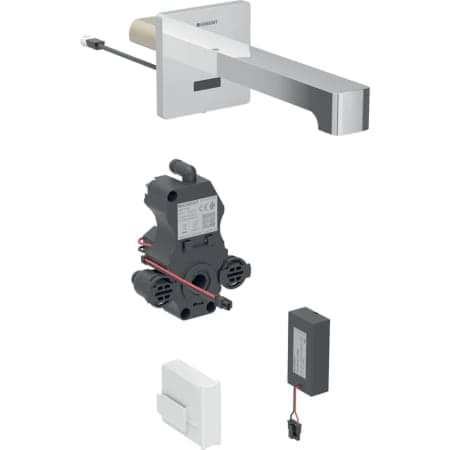 Picture of GEBERIT Brenta washbasin tap, wall-mounted, battery operation, for concealed function box gloss chrome-plated #116.293.21.1