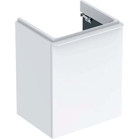Picture of GEBERIT Smyle Square cabinet for handrinse basin, with one door Body and front: white / high-gloss coated Handle: white / matt powder-coated #500.350.00.1