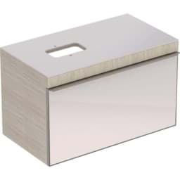Bild von GEBERIT Citterio Unterschrank für Aufsatzwaschtisch, mit einer Schublade Schubladen: taupe / Glas glänzend Korpus: Eiche beige / Melamin Holzstruktur 500.558.JI.1