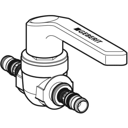 Picture of GEBERIT Mepla ball valve with actuator lever #602.020.00.2