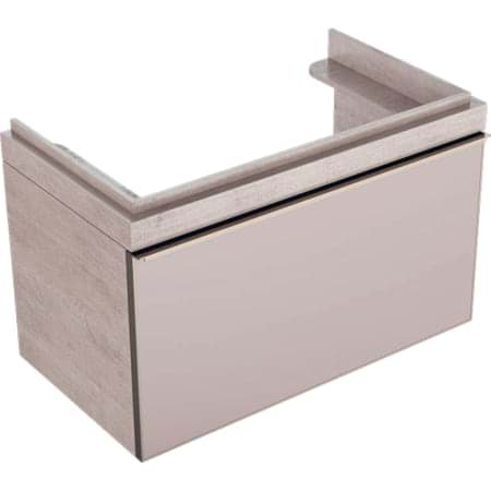 εικόνα του GEBERIT Citterio vanity unit for washbasin, with one drawer Drawers: taupe / glossy glass Carcass: beige oak / melamine wood texture 500.556.JI.1