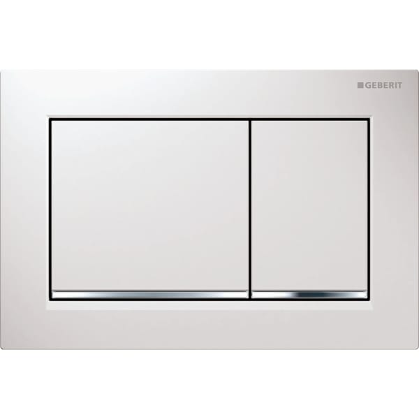 Picture of GEBERIT Omega30 flush plate for dual flush Plate and buttons: white Design stripes: gloss chrome-plated #115.080.KJ.1