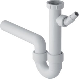 Picture of GEBERIT pipe bend odour trap for sinks, space-saving model, with angled hose nozzle, horizontal outlet #152.819.11.1 - white-alpine