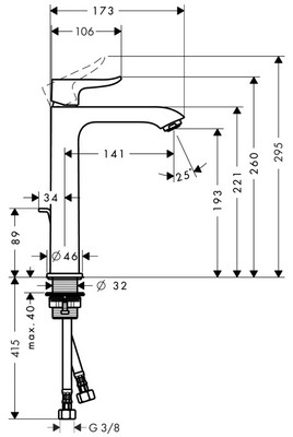 Зображення з  HANSGROHE Metris single-lever basin mixer 200 with pop-up waste #31183000 - chrome
