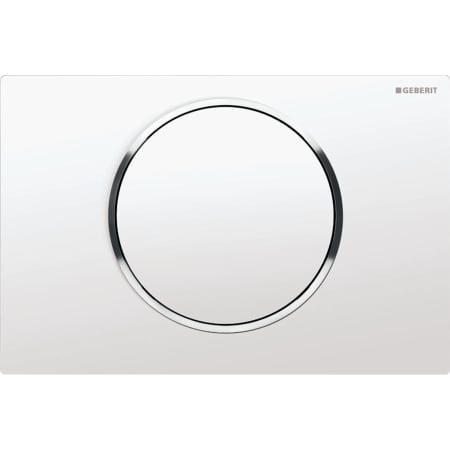 Obrázek GEBERIT Ovládací tlačítko Geberit Sigma10, pro splachování Start/Stop Deska a ovládací tlačítko: bílé Designový kroužek: pochromovaný lesklý #115.758.KJ.5