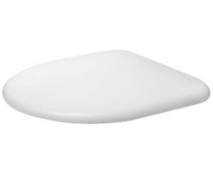 Зображення з  DURAVIT Toilet seat 006961 Design by Prof. Frank Huster #0069610000 - Color 00, White High Gloss, Hinge colour: Stainless steel 373 x 445 mm