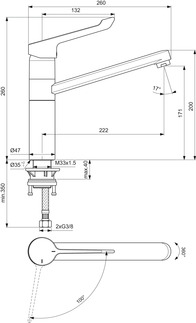 Bild von IDEAL STANDARD Ceraflex Küchenarmatur BlueStart hoch angesetzter Auslauf, Ausladung 222mm #BC137AA - Chrom