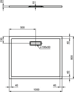 IDEAL STANDARD Ultra Flat New 1000 x 800mm rectangular shower tray - standard white #T446801 - White resmi