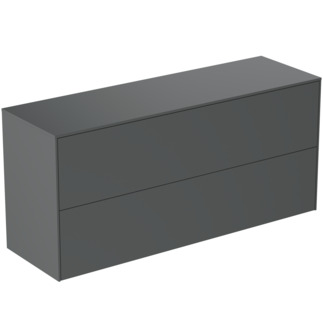 IDEAL STANDARD Conca 120cm wall hung short projection washbasin unit with 2 drawers, no cutout, matt anthracite #T4330Y2 - Matt Anthracite resmi
