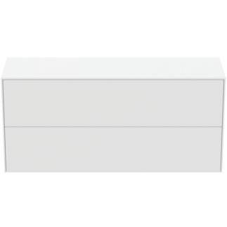Зображення з  IDEAL STANDARD Conca 120cm wall hung short projection washbasin unit with 2 drawers, no cutout, matt white #T4330Y1 - Matt White