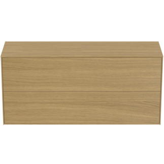 Picture of IDEAL STANDARD Conca 120cm wall hung short projection washbasin unit with 2 drawers, no cutout, light oak #T4330Y6 - Light Oak