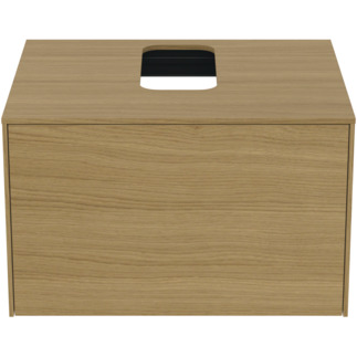Picture of IDEAL STANDARD Conca 60cm wall hung washbasin unit with 1 drawer, centre cutout, light oak #T3928Y6 - Light Oak