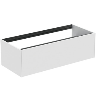 Picture of IDEAL STANDARD Conca 120cm wall hung washbasin unit with 1 drawer, no worktop, matt white #T3933Y1 - Matt White