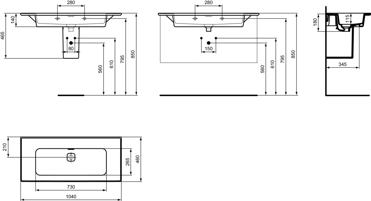 εικόνα του IDEAL STANDARD Strada II furniture washbasin 1040x460mm, without tap hole, with overflow hole (slotted) _ White (Alpine) with Ideal Plus #T3635MA - White (Alpine) with Ideal Plus