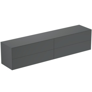 IDEAL STANDARD Conca 240cm wall hung washbasin unit with 4 drawers, no cutout, matt anthracite #T4338Y2 - Matt Anthracite resmi