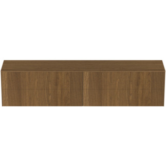 Зображення з  IDEAL STANDARD Conca 240cm wall hung washbasin unit with 4 drawers, no cutout, dark walnut #T4338Y5 - Dark Walnut