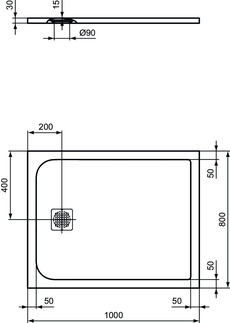 Obrázek IDEAL STANDARD Obdélníková sprchová vanička Ultra Flat S 1000x800 mm, v jedné rovině s podlahou #K8219FV - břidlice