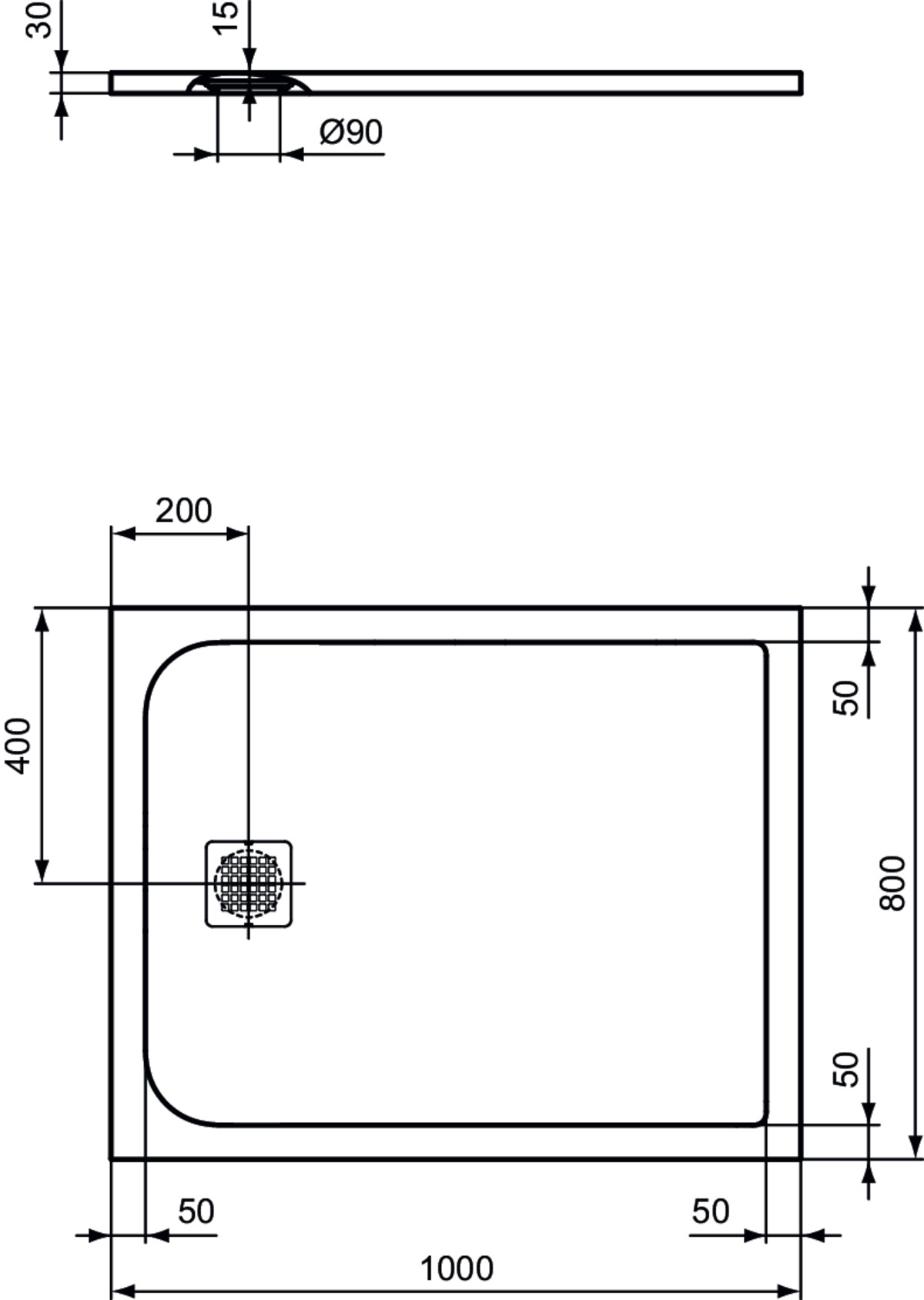 Obrázek IDEAL STANDARD Obdélníková sprchová vanička Ultra Flat S 1000x800 mm, v jedné rovině s podlahou #K8219FT - pískovec