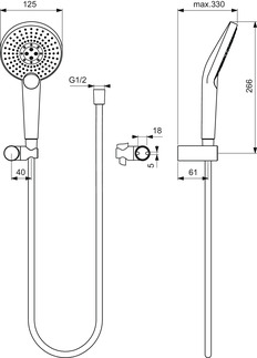 IDEAL STANDARD Idealrain Evo Jet Handbrause-Set Aufputz #B2459AA - Chrom