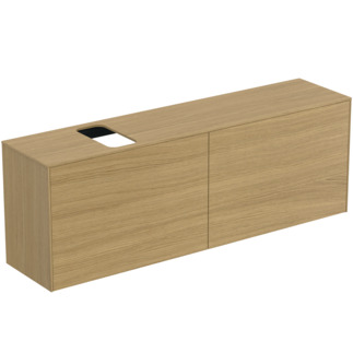 Picture of IDEAL STANDARD Conca 160cm wall hung short projection washbasin unit with 2 external drawers & 2 internal drawers, bespoke cutout, light oak #T3995Y6 - Light Oak