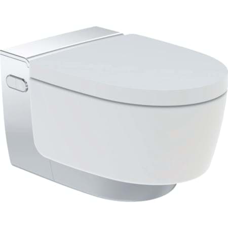 GEBERIT AquaClean Mera Classic komple WC sistemi Asma klozet WC seramik: beyaz / KeraTect tasarım kapak: parlak krom kaplama #146.200.21.1 resmi