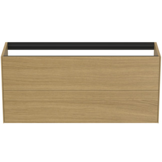 Picture of IDEAL STANDARD Conca 120cm wall hung short projection washbasin unit with 2 drawers, no worktop, light oak #T3951Y6 - Light Oak
