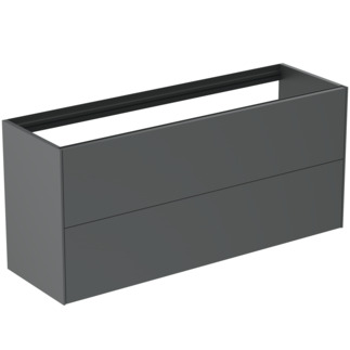 Picture of IDEAL STANDARD Conca 120cm wall hung short projection washbasin unit with 2 drawers, no worktop, matt anthracite #T3951Y2 - Matt Anthracite