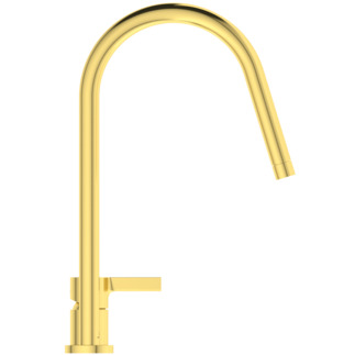 Picture of IDEAL STANDARD Gusto kitchen mixer tap round spout, 243mm projection #BD422A2 - Brushed Gold