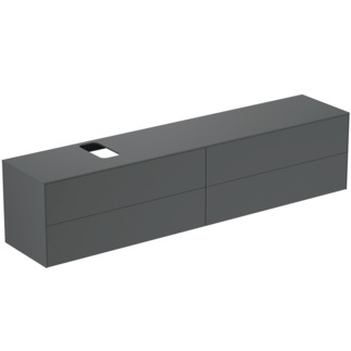 Picture of IDEAL STANDARD Conca 240cm wall hung washbasin unit with 4 drawers, no worktop, matt anthracite #T4337Y2 - Matt Anthracite