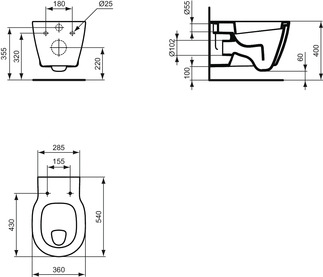 IDEAL STANDARD Connect Wandflachspül-WC _ Weiß (Alpin) #E801701 - Weiß (Alpin)