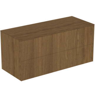 εικόνα του IDEAL STANDARD Conca 120cm wall hung washbasin unit with 2 drawers, no cutout, dark walnut #T4324Y5 - Dark Walnut