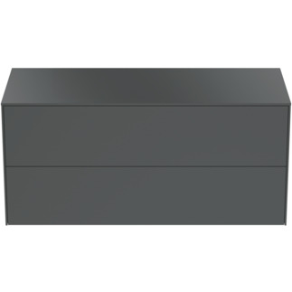 IDEAL STANDARD Conca 120cm wall hung washbasin unit with 2 drawers, no cutout, matt anthracite #T4324Y2 - Matt Anthracite resmi